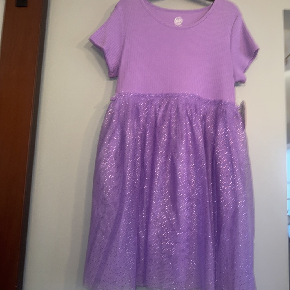 Wonder Nation Girls' Mesh-Lined Tulle Dress with Short Sleeves Plus XL 14/16